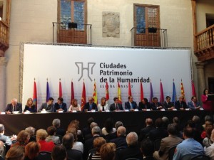 En la fotografía, un momento de la lectura del manifiesto de la asamblea de alcaldes del Grupo de Ciudades Patrimonio de la Humanidad.