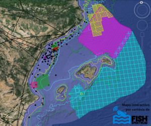 La zona marcada en color ocre es la que quiere sondear la petrolera Seabird.  Imagen: Alianza Mar Blava