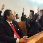 Los concejales del PP votan a favor de la investidura de Virginia Marí.