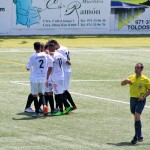 Los jugadores de la Peña celebran el primer gol de la temporada de Borja Pando.