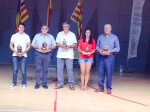 Toni Prats, el primero a la izquierda, junto al resto de premiados en la Festa de l'Esport.