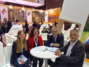 Los representantes de Ibiza en la feria de congresos de Barcelona.