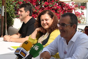 Los cabezas de lista, Juan Pedro Yllanes, Mae de la Concha y el ibicenco Artur Parrón en la presentación.