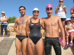 Susana Sevillano, Jaime Galindo y Oriol Díaz, los tres primeros clasificados.
