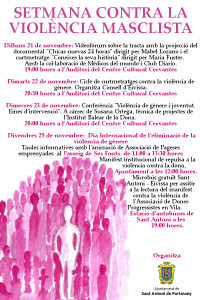 El cartel con las actividades contra la violenci de género en Sant Antoni.