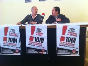 Felipe Zarco y Diego Ruíz, durante su llamamiento a la manifestación del domingo