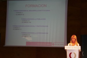 Beatriz Ceballos, durante la presentación de la memoria anual de 2012 de Cruz Roja Eivissa.