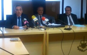 Antoni Montserrat, Antoni Terrasa y Carles Cruz, ayer en la rueda de prensa.