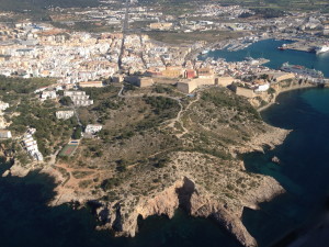 Vista aérea del municipio de Ibiza. 