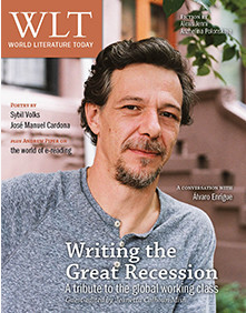 En la imagen, la portada del número de noviembre de 'World Literature Today', donde aparece destacada la colaboración del ibicenco José Manuel Cardona.