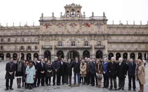 Imagen de grupo de los presentantes de las ciudades españolas Patrimonio de la Humanidad.