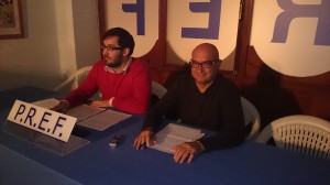 Héctor Valparís y José Luis Ruiz, integrantes del área jurídica del PREF, durante la rueda de prensa.