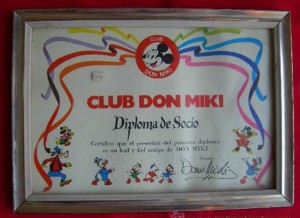 Diploma expedido a los socios de la revista Don Miki.