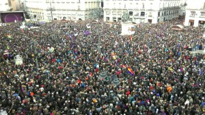 Fotografía de parte de los asistentes a la manifestación de Podemos en la madrileña Puerta del Sol.  Foto: Facebook Podemos