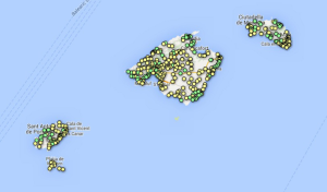 Mapa de cobertura de Baleares. Los puntos amarrilos indican las zonas con mala conexión a internet.