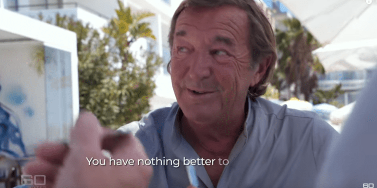 Gerald Marie en un restaurante de Ibiza. Imagen de 60 Minutes Australia