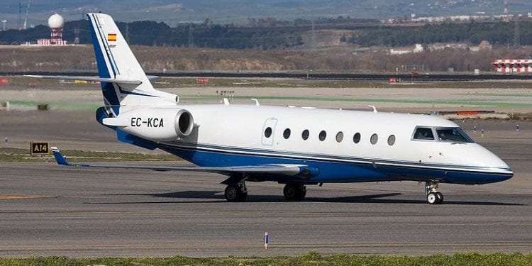 Avión Gulfstream 2000, similar al jet que iba a por Ghali. Foto Wikipedia.