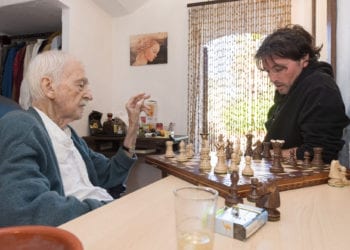 Antonio Escohotado y Ricardo Fernández Colmenero en Ibiza durante uno de sus encuentros. Foto de Germán Lama