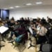 La banda municipal de Santa Eulària durante un ensayo en 2019.