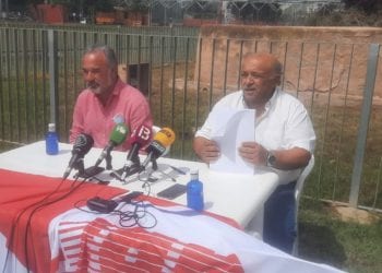 Antonio Palma, presidente del CD Ibiza, y Antoni Roig, presidente del CA Pitiús