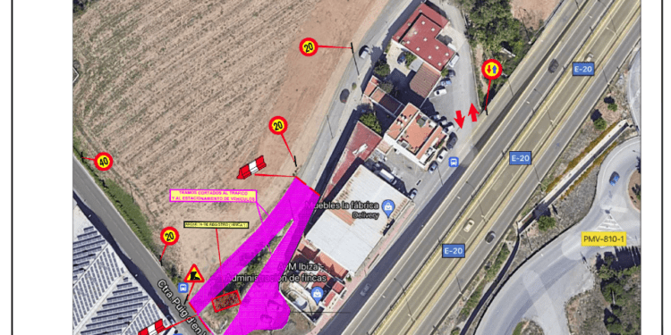 Plano con la zona cortada por las obras para la depuradora.