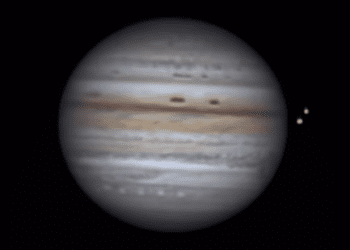 Júpiter desde Ibiza con sus satélites Ío y Europa a la derecha de la imagen. Créditos Joan Lluís Ferrer
