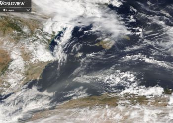 Imagen del polvo sahariano aproximándose a las Pitiusas.