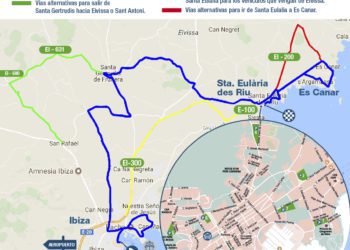 Plano recorrido Ibiza Marathon y vías alternativas.