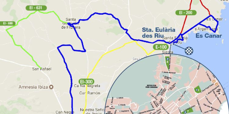 Plano recorrido Ibiza Marathon y vías alternativas.
