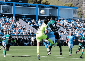 Error de Germán en el último partido en Can Misses. Imagen: La Liga SmartBank