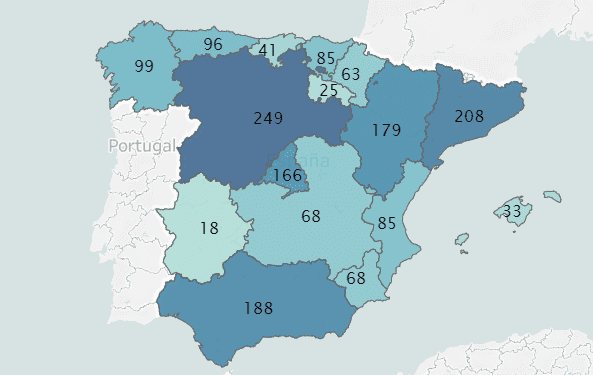 Mapa del reparto de las acogidas afganas.