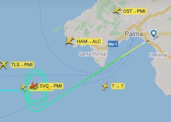 Trayectoria del vuelo. Imagen Controladores aéreos.