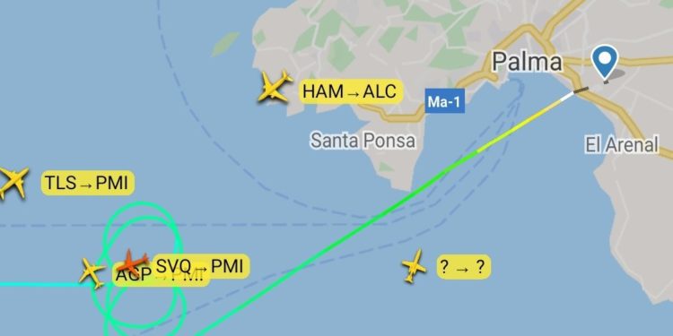 Trayectoria del vuelo. Imagen Controladores aéreos.