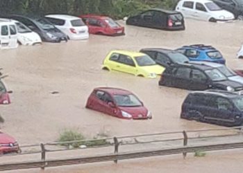 Inundación de un aparcamiento en Ibiza