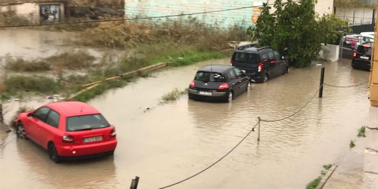 Zona inundada en la ciudad de Ibiza