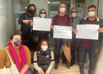 Imagen de la protesta de esta mañana.