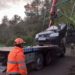 Imagen de la recogida del vehículo accidentado.