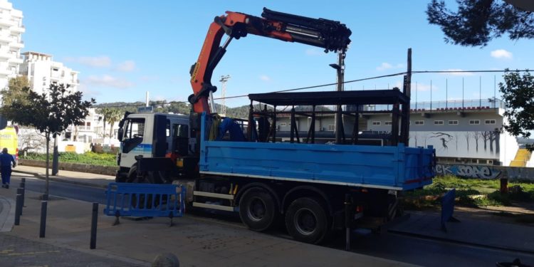 Imagen de los trabajos iniciados este miércoles. Ay. Sant Antoni.