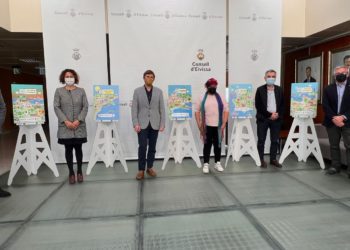 Imagen de la presentación de los resultados de la iniciativa, con el conseller Vicente Roig y otros representantes políticos y Roberto Fuentes. Consell Insular.