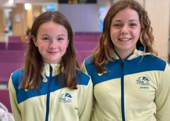 Las nadadoras Marta Bonet y Jimena García en una imagen cedida por el Club Náutico Santa Eulàlia.