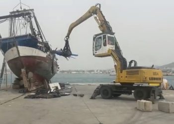 Un momento del desguace en una captura del vídeo de Ports de Balears