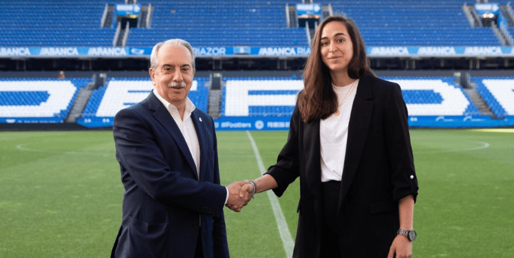 El presidente del 'Dépor', Antonio Couceiro, con Inés Juan.