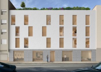 Proyección de cómo quedará el edificio de Muebles Planells tras la reforma.