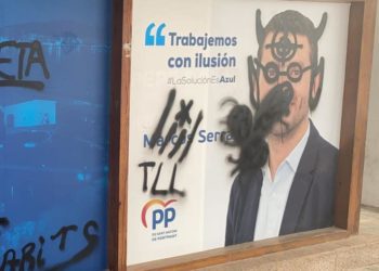 Pintadas en la sede del PP portmanyí. Imagen cedida por el partido.
