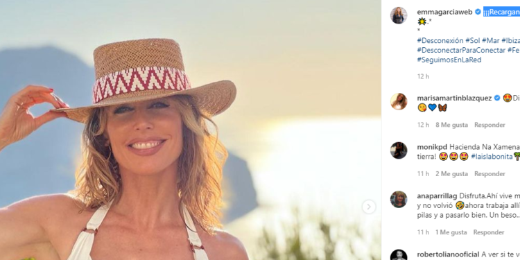 Emma García en Ibiza en una imagen que ha compartido en sus redes.