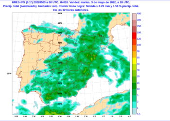Mapa de predicción para la tarde de hoy martes. Aemet