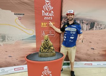 Toni Vingut en la presentación del Dakar 2023. Imagen cedida por Motoclub d'Eivissa.