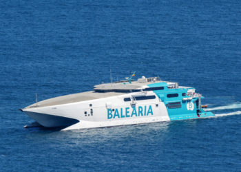 Digital. Barcelona 30/7/19 - Flota de la compañia naviera Balearia atracada en el puerto de Barcelona. Barco Jaume III.  - (c) Vicens Gimenez