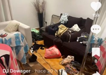 Así quedó la villa tras el robo. Captura del vídeo subido a TikTok por  @djdowager