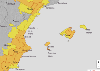 Mapa de avisos para este sábado 13 de agosto. Aemet